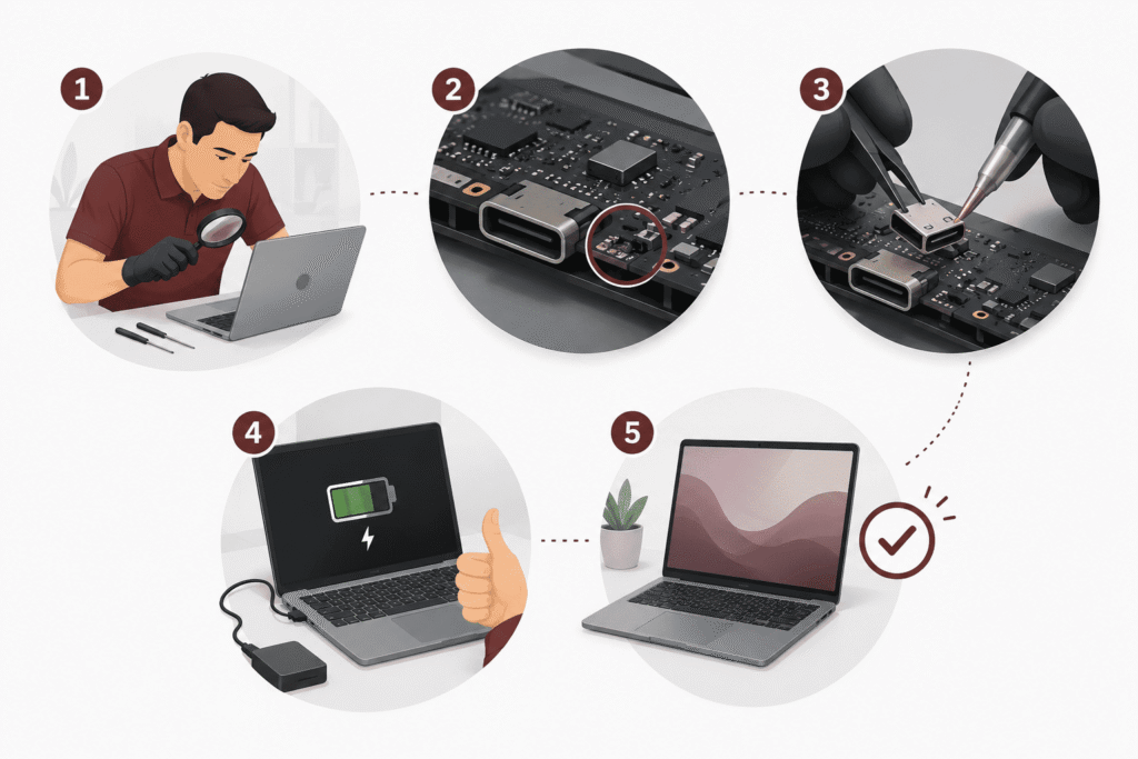Laptop Charging Port Repair Process